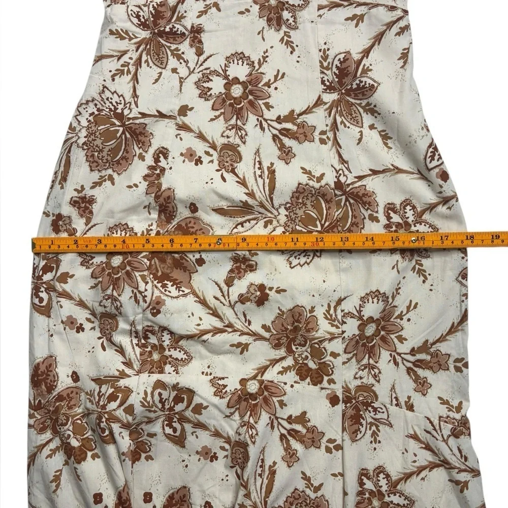 NEW Abercrombie and Fitch Cream Floral Printed Poplin Puff Sleeve Midi Dress XS
